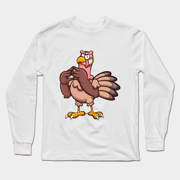 Evil Cartoon Turkey Long Sleeve T-Shirt by TheMaskedTooner